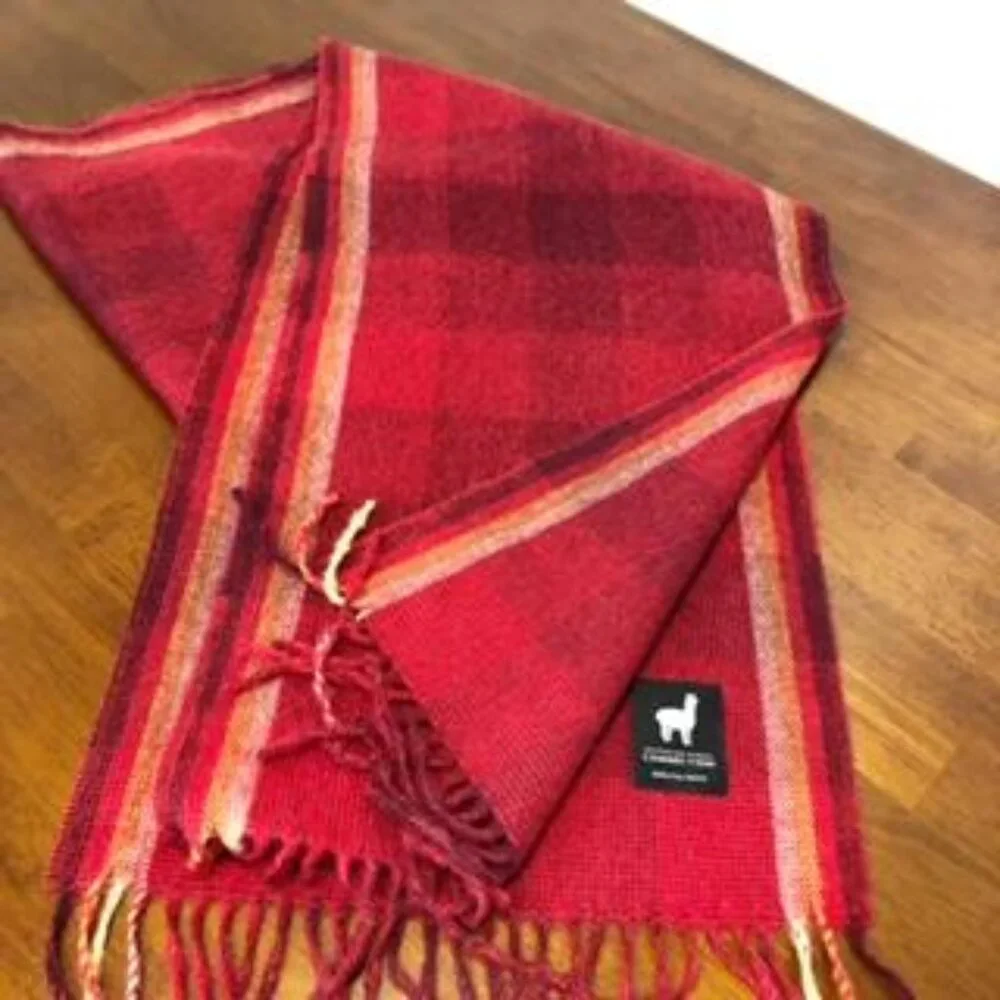Australian Fine Alpaca Connection Plaid Wrap Scarf.